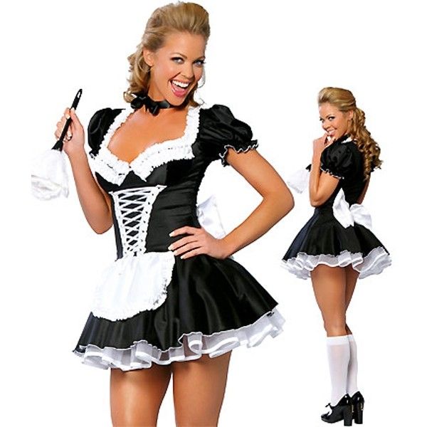 Maid costume with a fluffy skirt