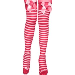 Red and white striped stockings with bow and strawberries in bows. Артикул: IXI12814