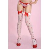 Stockings with hearts print and bows at much