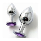 Metal butt plug with purple stone