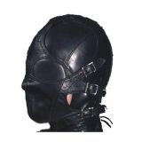 Leather mask with straps on the face