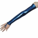 Blue long vinyl gloves