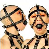 Black leather ball gag for the mouth