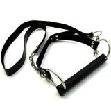 Black leather gag for the mouth with a soft stick for the mouth