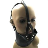 Black leather muzzle with collar