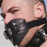 Black leather gag for the mouth