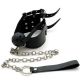 Black leather gag with chain