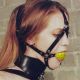 Leather muzzle with yellow gag