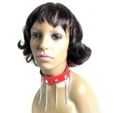 Red leather collar with chains