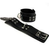 Black leather handcuffs made of high quality leather