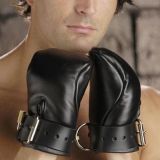 Black faux leather gloves-handcuffs