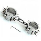 Unisex Stainless Steel Spikes Heavy Duty Wrist Cuffs Dungeon Irons with Allen Key