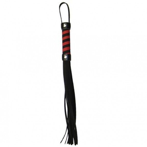 Строгая кожаная черно-красная плеть для ролевых игр Strict Leather Premium Flogger. Артикул: IXI14293