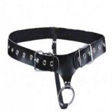 Black leather clip on belt