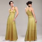 Evening mustard long dress to the floor