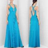 Элегантное голубое платье длинное в пол по оптовой цене
