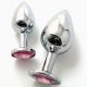 Metal butt plug with Swarovski stone under, large pink