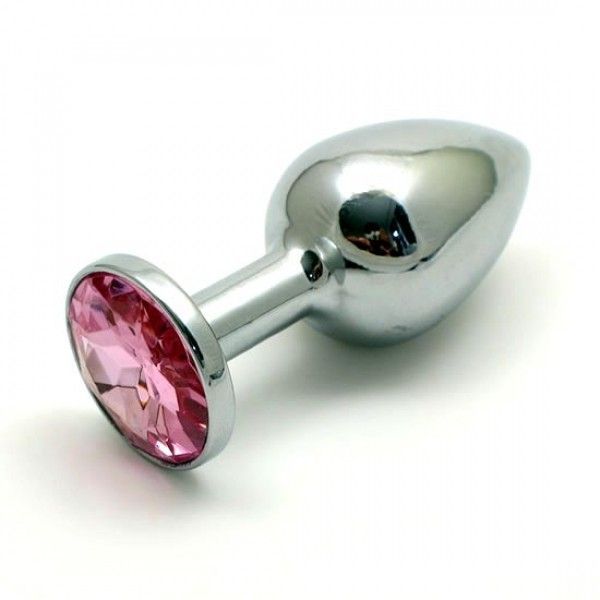 Metal butt plug with pink stone. Артикул: IXI16034