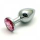 Metal butt plug with pink stone