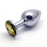 Metal butt plug with stone silver