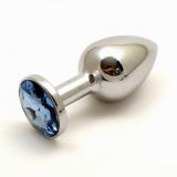 Metal butt plug with crystal stone for