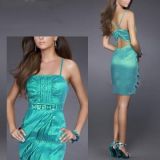 Sexy Turquoise Slinky Backless Dress