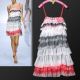 Graceful Colorful Tiered Evening Club Dress