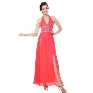 SALE! Long dress with V-neck pink. Артикул: IXI16369