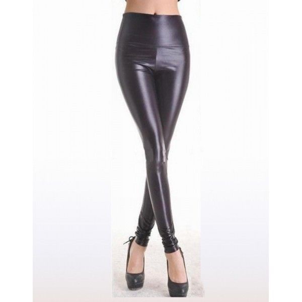 Vinyl leggings with high waist