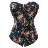 Corset with floral print dark