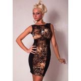 Stylish dress with lace inserts and predatory print