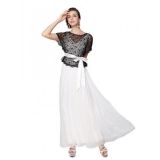 Черно-белое вечернее длинное платье из двух частей по оптовой цене