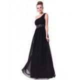 Black Chiffon One Shoulder Long Dress