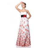 Strapless dress with red rose