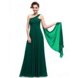Green one shoulder long evening dress