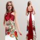 Chic floor-length dress with oriental print