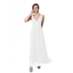 Elegant white dress with shimmering rhinestones. Артикул: IXI23568