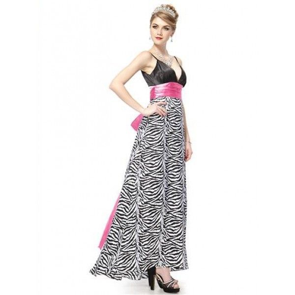Zebra dress black and white with a long pink bow. Артикул: IXI23661