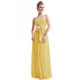 Charming yellow strapless dress with bow