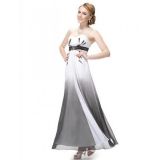 Strapless dress with black and white banister and sash