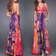 Floor-length dress with slit and floral print