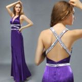 Bodycon long dress with shimmering belt and open back