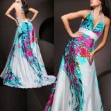 Colorful Floor-Length Open Back Dress