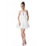 Двухслойное платье с мерцающими пайетками белое по оптовой цене
