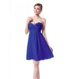 Knee-length strapless dress with blue roses