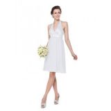 Charming light white dress with flowers on the belt