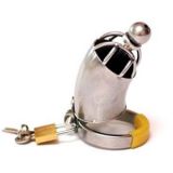 The Houdini Ceeehrome-Plated Chastity Device with Urethral Stretching Penis Plug   