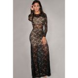 Lace evening dress black long