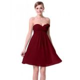 Dress with a flower strapless burgundy short