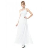 Коктейльное длинное белое платье на одно плечо по оптовой цене